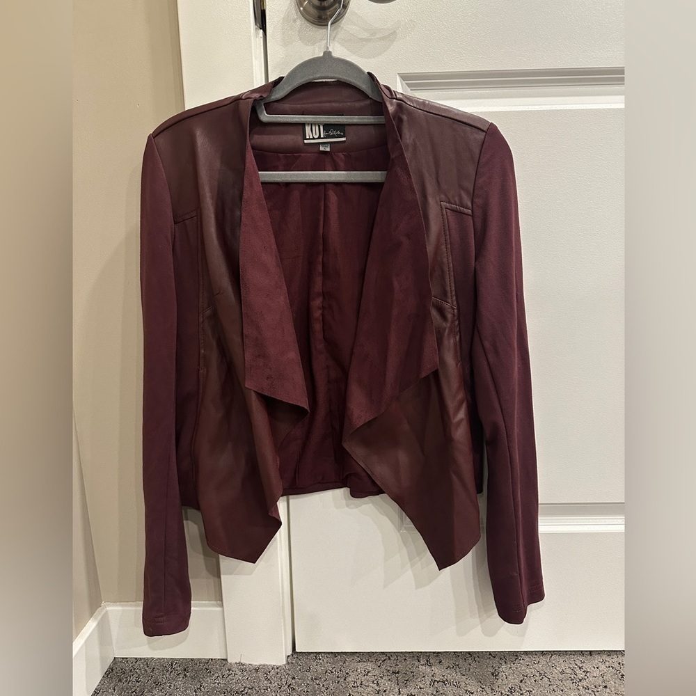 Kut from the Kloth burgundy Blazer Waterfall Front| size small